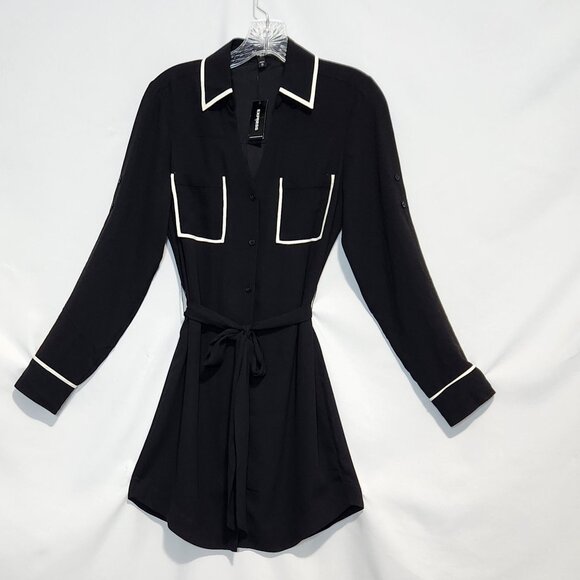 Express Black Shirt Dress with Sash Size XS - Picture 1 of 14